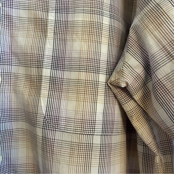 Peter Millar Long Sleeve 100% cotton button down purple tan stripe shirt size L - Picture 3 of 7